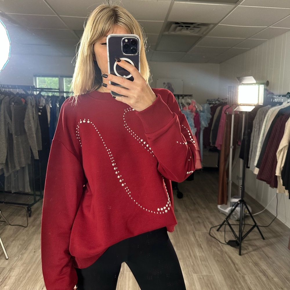 Red Studded Sweatshirt